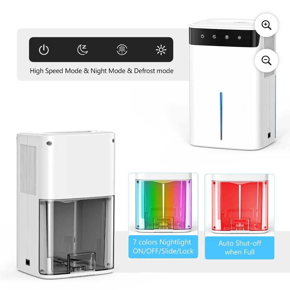 Lightweight and Energy Efficient Aootek Dehumidifier with 7 LED Color Options - Picture 6 of 11